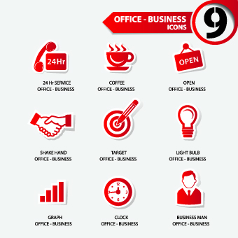 Office Stickers icons vector 04