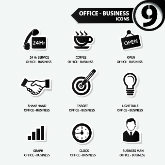 Office Stickers icons vector 05