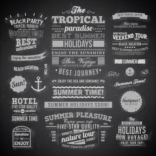 Summer Holidays label ornaments and logos vector 01