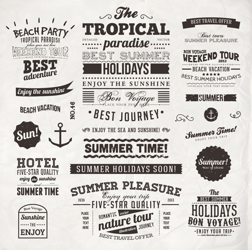 Summer Holidays label ornaments and logos vector 04