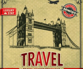 Vintage style Travel poster design vector 03