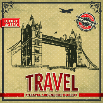 Vintage style Travel poster design vector 03