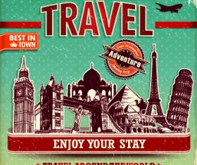 Vintage style Travel poster design vector 05