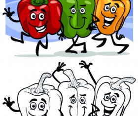 Funny Cartoon Vegetables vector 01