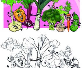 Funny Cartoon Vegetables vector 03
