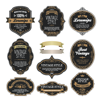 Vintage Style labels vector set 02
