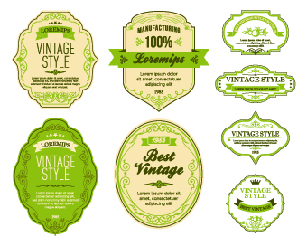 Vintage Style labels vector set 05