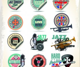 Vintage music sticker vector 02
