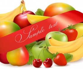 Vivid Fruits design vector 02