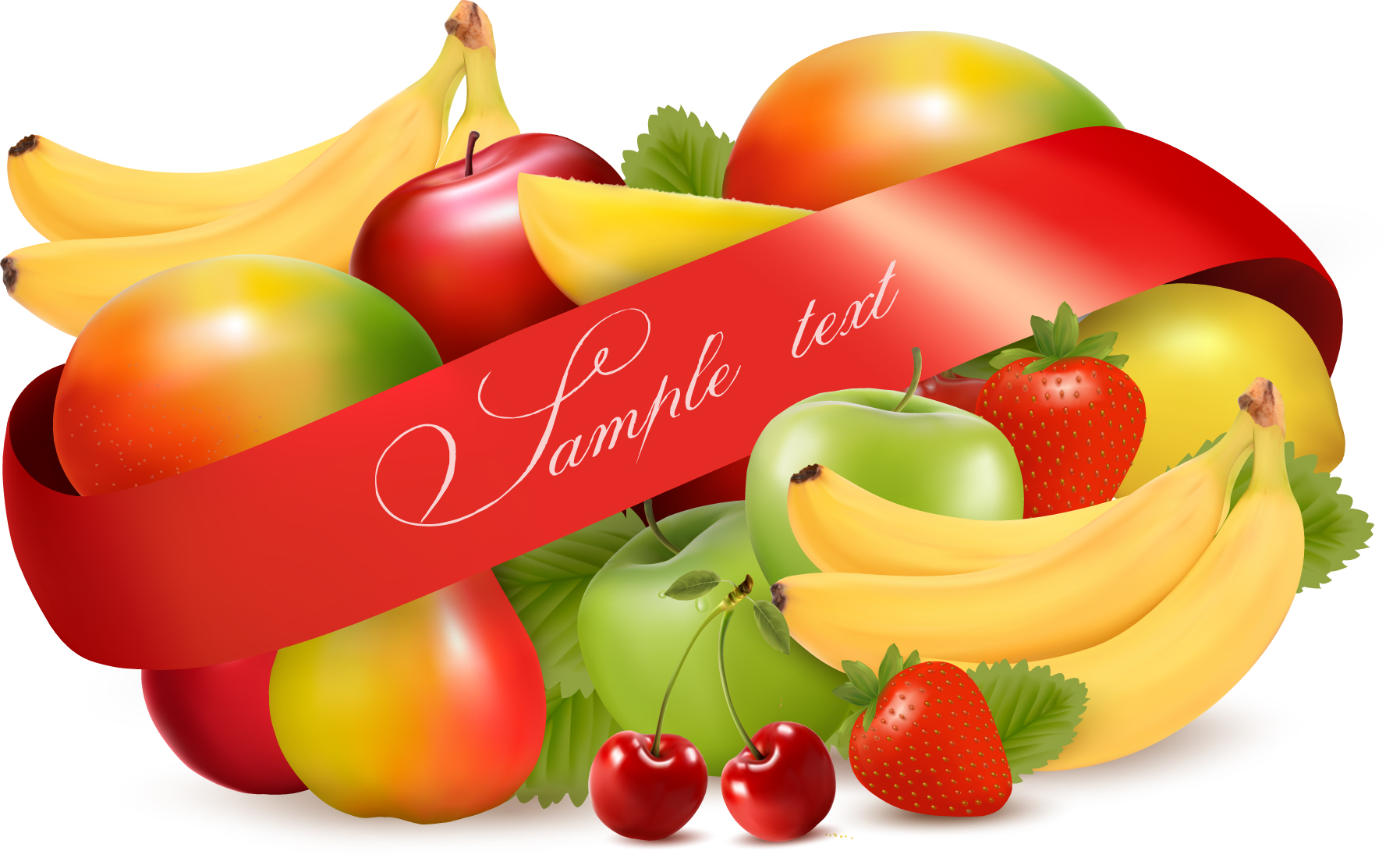 Vivid Fruits design vector 02