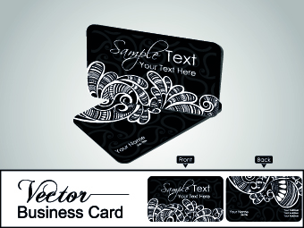 Color floral business cards vector 01