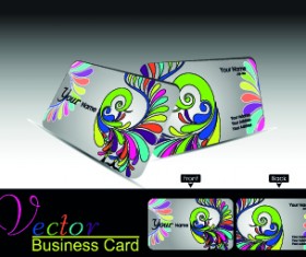 Color floral business cards vector 02