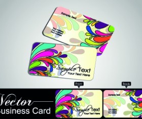 Color floral business cards vector 03