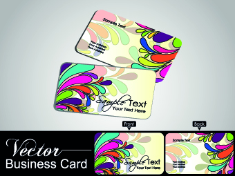 Color floral business cards vector 03