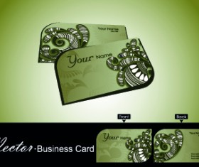 Color floral business cards vector 05