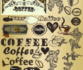 Coffee labels with ornaments vector 01