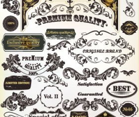 Coffee labels with ornaments vector 02