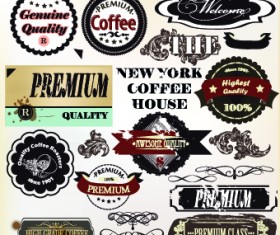 Coffee labels with ornaments vector 04