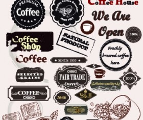 Coffee labels with ornaments vector 05