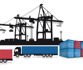Container shipping design vector set 01
