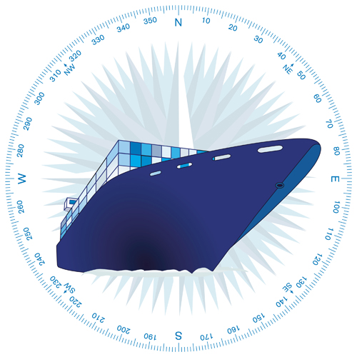 Container shipping design vector set 02