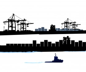 Container shipping design vector set 03
