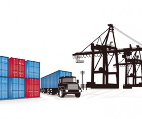Container shipping design vector set 04