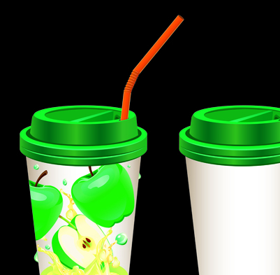 Drinks cups with tubes vector 02
