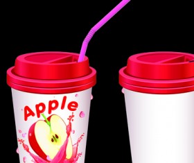 Drinks cups with tubes vector 03