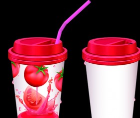 Drinks cups with tubes vector 04