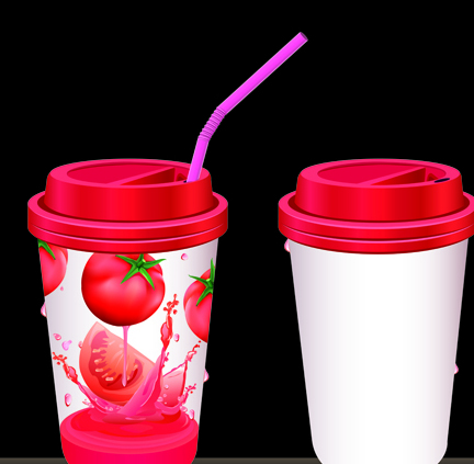 Drinks cups with tubes vector 04