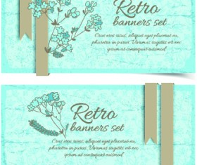 Retro flowers cards vector set 01