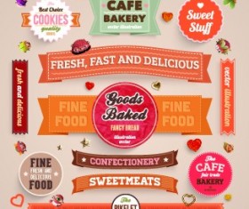 Various Food Label vector set 03