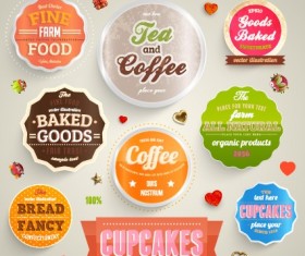 Various Food Label vector set 04