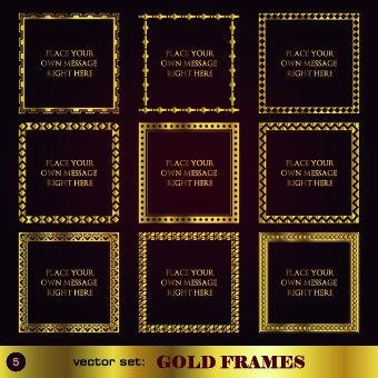 Gold frame vector set 01