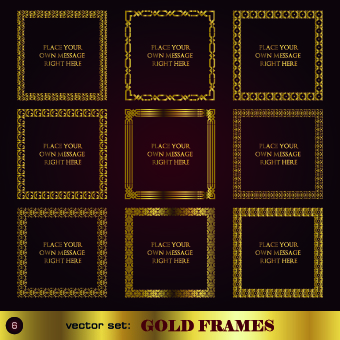 Gold frame vector set 02