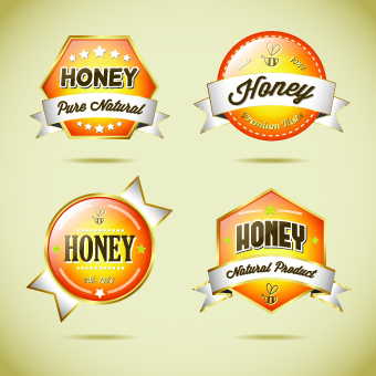 Honey labels vector 02