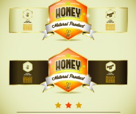 Honey labels vector 03