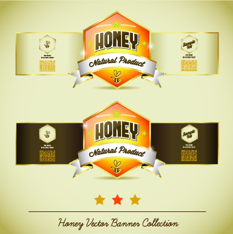 Honey labels vector 03
