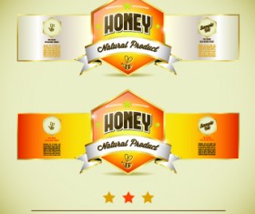 Honey labels vector 04