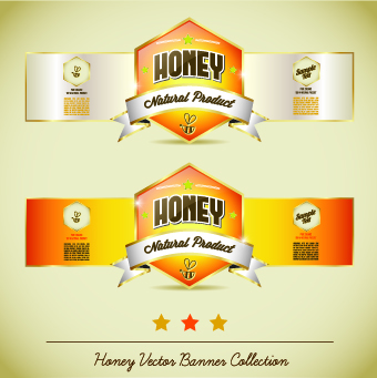 Honey labels vector 04