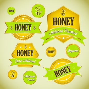 Honey labels vector 05