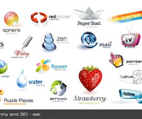 3D crystal icons vector