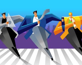 Comic business figures Vector