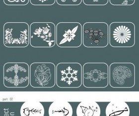 Flower fish starfish icons vector