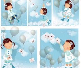 Decorative pattern background 01 set vector graphic