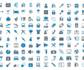 Blue Ash simple icons vector