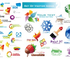 3D crystal icons vector