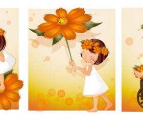 Ribbon floral decorative frame vector