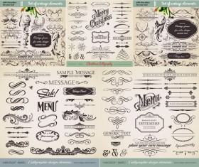 Antique decorative patterns of flowers vector